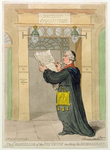 El Canciller de la Inquisición marcando a los incorregibles, publicado por Hannah Humphrey en 1793