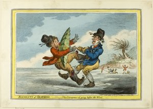 Los elementos del patinaje: La consecuencia de ir delante del viento de James Gillray