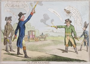 La Explicación, publicada por Hannah Humphrey en 1798 de James Gillray