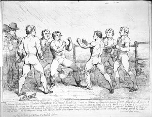 La famosa batalla entre Richard Humphreys y Daniel Mendoza, 9 de enero de 1788 de James Gillray