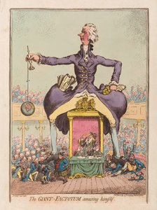 El gigante factótum divirtiéndose de James Gillray