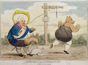 La Tetera Burlándose de la Olla de Gachas, publicado por P.J. Leatherhead en 1782