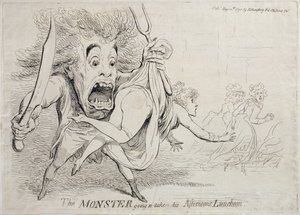 El monstruo yendo a tomar su almuerzo de la tarde, publicado por Hannah Humphrey en 1790
