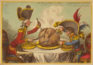 El Pudding de Ciruela en Peligro o Epicúreos del Estado tomando un Petit Souper de James Gillray