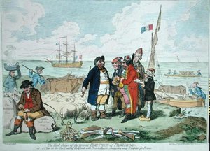 La Verdadera Causa del Alto Precio Actual de los Provisiones, publicado por Hannah Humphrey en 1795 de James Gillray
