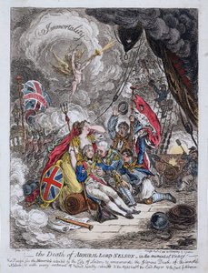 La muerte del almirante Horatio Nelson (1758-1805) en el momento de la victoria de James Gillray