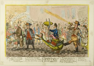 Desfile triunfal de Little-Paul-The Taylor en su nuevo ganso de James Gillray