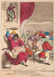 Escuela de Westminster o el Dr. Busby Arreglando Cuentas con el Maestro Billy y sus Compañeros de Juego, pub. 1785