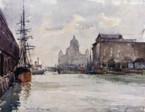 Oficinas de la Junta del Muelle desde el Albert Dock de James Hamilton Hay