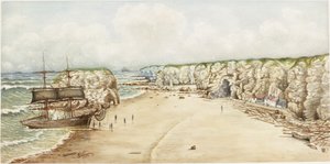 Bergantín encallado en Marsden Rock de James Henry Cleet