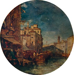 Vista del Gran Canal, Venecia, con el Rialto a lo lejos, c. 1850