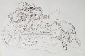 Pareja en un carro tirado por un caballo de James Howe