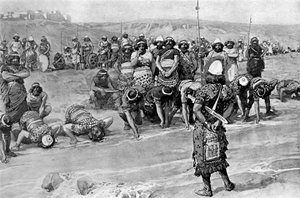 Gedeón elige a los trescientos por Tissot - Biblia de James Jacques Joseph (after) Tissot