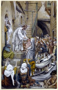 Y toda la ciudad se reunió a la puerta, ilustración para La vida de Cristo, c.1884-96