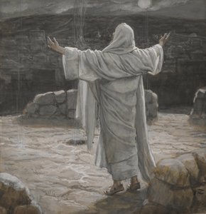 Cristo se retira a la montaña por la noche, ilustración de La vida de Nuestro Señor Jesucristo, 1886-94