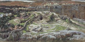 Gólgota y el Santo Sepulcro en la época de Nuestro Señor, ilustración de La Vida de Cristo, c.1886-94 de James Jacques Joseph Tissot