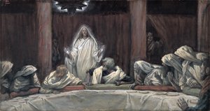 Se apareció a los once mientras comían, ilustración de La vida de Cristo de James Jacques Joseph Tissot