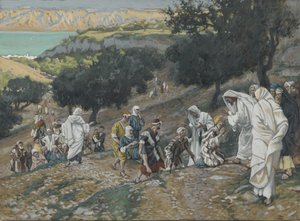 Jesús cura a los ciegos y cojos en la montaña, ilustración de La vida de nuestro Señor Jesucristo de James Jacques Joseph Tissot