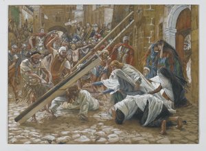 Jesús se encuentra con su madre, ilustración de La vida de Nuestro Señor Jesucristo, 1886-94
