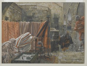 José de Arimatea busca a Pilato para pedir permiso para retirar el cuerpo de Jesús, ilustración de La vida de nuestro Señor Jesucristo, 1886-94 de James Jacques Joseph Tissot
