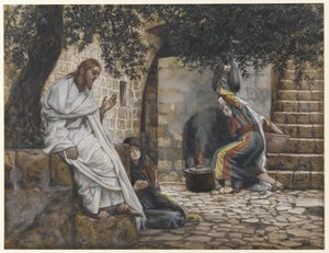 María Magdalena a los pies de Jesús, ilustración de La vida de nuestro Señor Jesucristo, 1886-94 de James Jacques Joseph Tissot