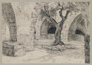 Edificio anexo del Convento Armenio, Jerusalén, ilustración de La Vida de Nuestro Señor Jesucristo de James Jacques Joseph Tissot