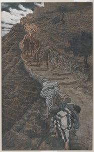 San Pedro y San Juan siguen de lejos, ilustración de La vida de Nuestro Señor Jesucristo, 1886-94 de James Jacques Joseph Tissot