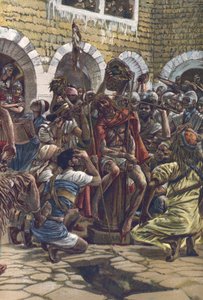La corona de espinas - de “La vida de nuestro señor Jesucristo” - 1899 por James Tissot - La vie de notre seigneur Jesus Christ, por Jacques Joseph (Jacques-Joseph) Tissot llamado James Tissot (1836-1902) de James Jacques Joseph Tissot