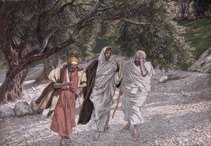 Los discípulos en el camino a Emaús, ilustración de La vida de Cristo de James Jacques Joseph Tissot