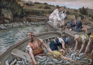 La primera pesca milagrosa, ilustración de La Vida de Cristo, c.1886-94 de James Jacques Joseph Tissot