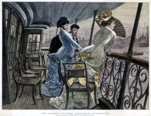 La galería del H.M.S. Calcutta, Portsmouth, c. 1850-1900 de James Jacques Joseph Tissot