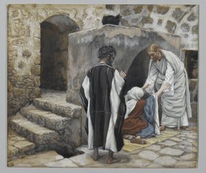 La curación de la suegra de Pedro, ilustración de La vida de nuestro Señor Jesucristo de James Jacques Joseph Tissot