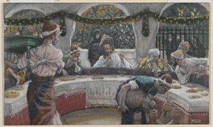La comida en la casa del fariseo, ilustración de La vida de nuestro Señor Jesucristo de James Jacques Joseph Tissot
