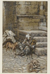 El pobre Lázaro en la puerta del rico, ilustración de La vida de nuestro Señor Jesucristo de James Jacques Joseph Tissot