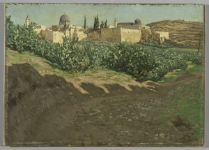 La esquina suroeste de la explanada del Haram, El Templo Antiguo, ilustración de La vida de nuestro Señor Jesucristo de James Jacques Joseph Tissot
