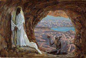 La tentación en el desierto, ilustración de La Vida de Cristo, c.1886-94 de James Jacques Joseph Tissot