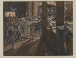 El tribunal de Anás, ilustración de La vida de Nuestro Señor Jesucristo, 1886-94 de James Jacques Joseph Tissot