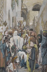 La mujer con flujo de sangre, ilustración de La vida de nuestro Señor Jesucristo de James Jacques Joseph Tissot