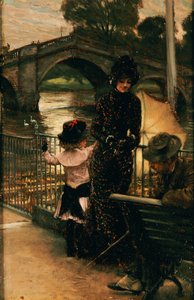 La artista, Mrs. Kathleen Newton y su sobrina, Lilian Hervey, junto al Támesis en Richmond, 1878-79 de James Jacques Joseph Tissot