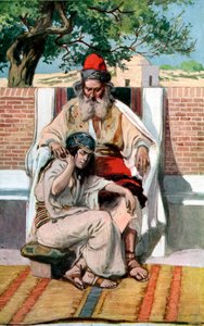 David y Abisag por J James Tissot - Biblia de James Jacques Joseph after Tissot