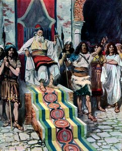 David ve llegar al mensajero por Tissot - Biblia