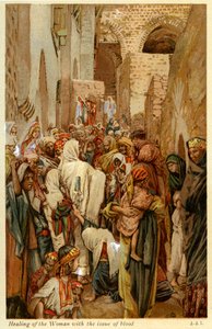 Curación de la mujer con flujo de sangre - Biblia de James Jacques Joseph after Tissot