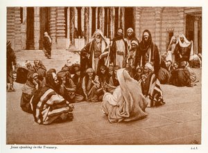 Jesús hablando en el tesoro - San Juan - Biblia de James Jacques Joseph after Tissot