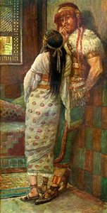 Sansón y su esposa por J James Tissot - Biblia de James Jacques Joseph after Tissot