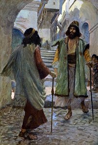 Saúl se encuentra con Samuel por J James Tissot - Biblia de James Jacques Joseph after Tissot