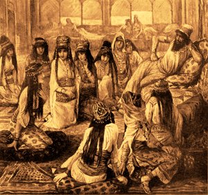 Salomón y su harén por J James Tissot - Biblia (Libro de los Reyes) de James Jacques Joseph after Tissot