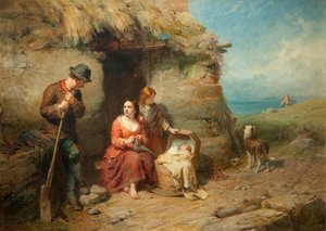 Exterior de una cabaña irlandesa de James John Hill