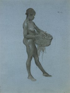 Negra Llevando una Cesta de Verduras