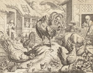 El gallo y la piedra preciosa, de las fábulas de Esopo, ca. 1760 de James Kirk