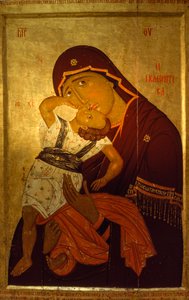 Icono de la Virgen con el Niño de estilo bizantino tardío. GALERÍA DE ARTE DE SKOPJE... de James L Stanfield